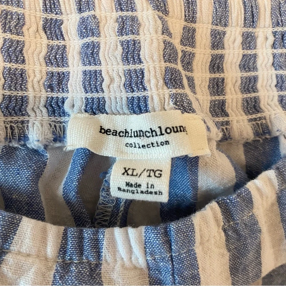 Beachlunchlounge Women’s Giavanna Linen Tie Blue and Cream Striped Pants Size XL - Picture 7 of 8